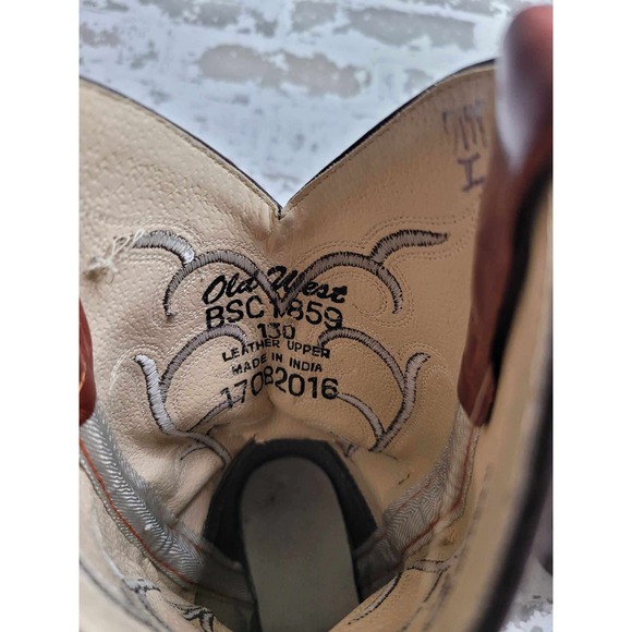 3692 Old West Cowboy Boots Square Toe Boy's 13 - Picture 3 of 6